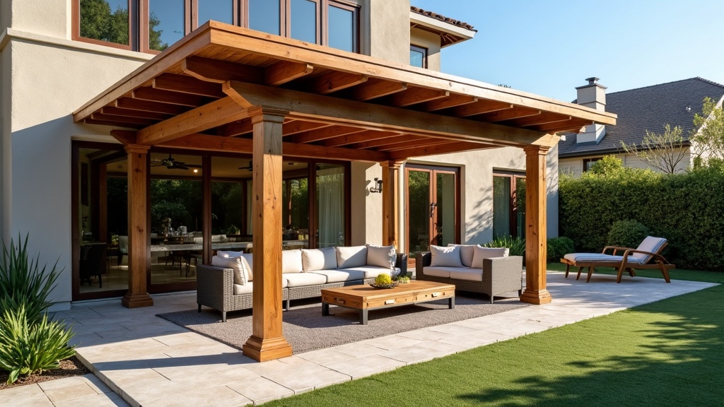 Backyard pergola and patio cover outdoor living space, representing a San Diego outdoor living contractor