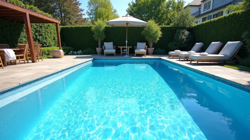 In-ground swimming pool in a landscaped backyard, representing a tri-state pool builder